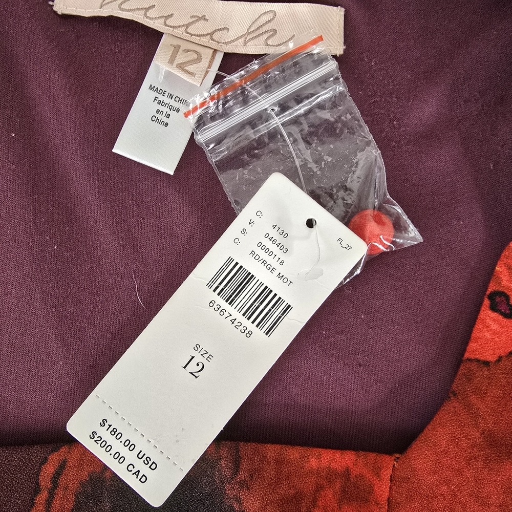 NWT Hutch Poppy Puff Sleeve Square Neck Mini Dress Size 12 Red Floral - Picture 15 of 16